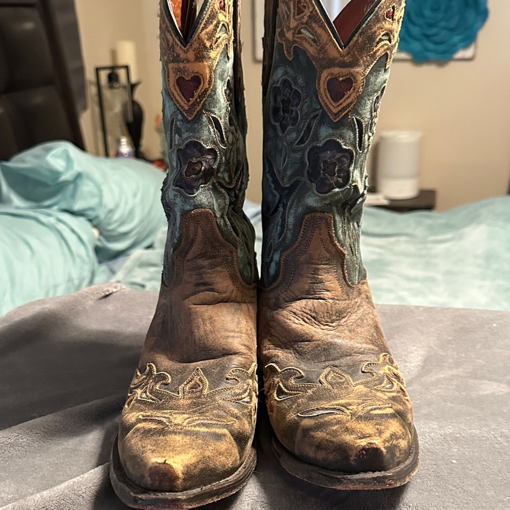 Dan Post Brown and Green Heeled Boots